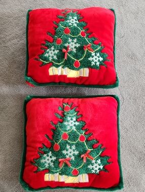 Holiday Red & Green Christmas Tree Throw Pillow - Festive Accent
